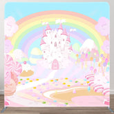 Aperturee - Aperturee Colorful Castle Candyland Square Tension Backdrop