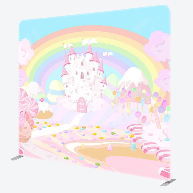 Aperturee - Aperturee Colorful Castle Candyland Square Tension Backdrop