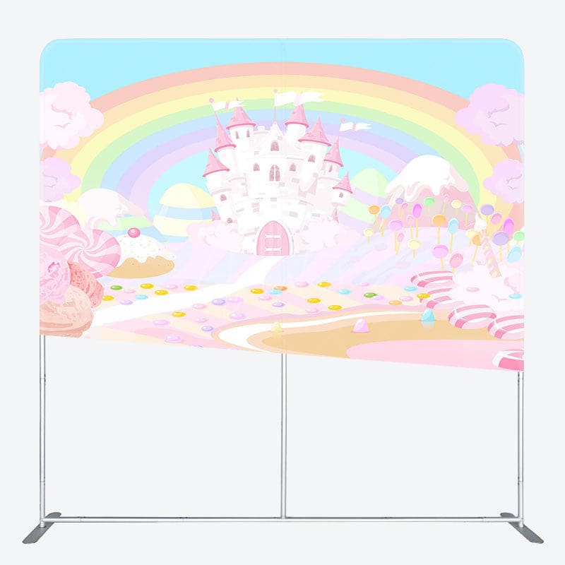 Aperturee - Aperturee Colorful Castle Candyland Square Tension Backdrop