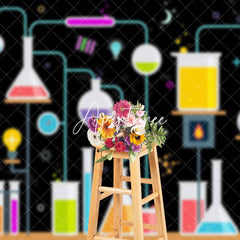 Aperturee - Aperturee Colorful Chemical Reagents Happy Lab Week Backdrop