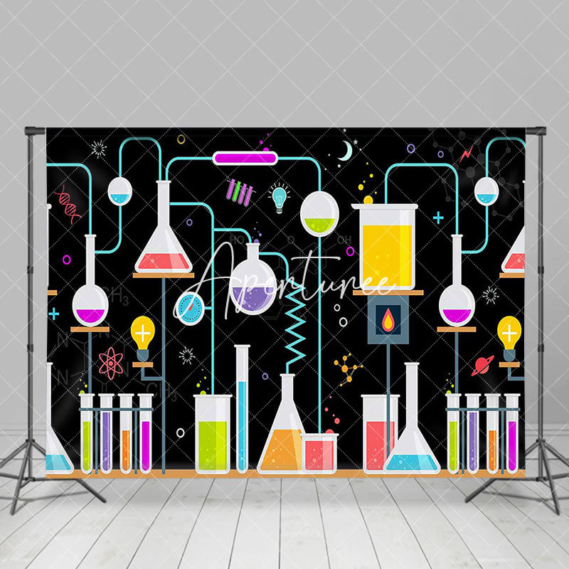 Aperturee - Aperturee Colorful Chemical Reagents Happy Lab Week Backdrop