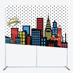 Aperturee - Aperturee Colorful City Buildings Party Square Tension Backdrop