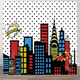 Aperturee - Aperturee Colorful City Buildings Party Square Tension Backdrop