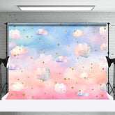 Aperturee - Aperturee Colorful Clouds Starry Birthday Cake Smash Backdrop