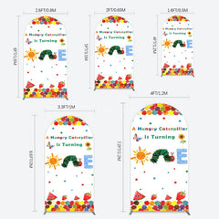 Aperturee - Aperturee Colorful Cute Caterpillar One Birthday Arch Backdrop