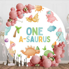 Aperturee Aperturee Colorful Dino One A Saurus Round Birthday Backdrop