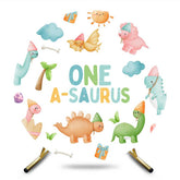 Aperturee Aperturee Colorful Dino One A Saurus Round Birthday Backdrop