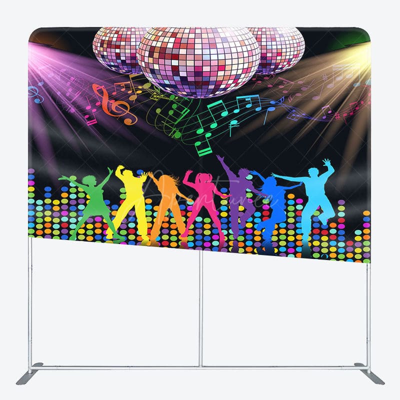 Aperturee - Aperturee Colorful Disco Dancing Party Square Tension Backdrop