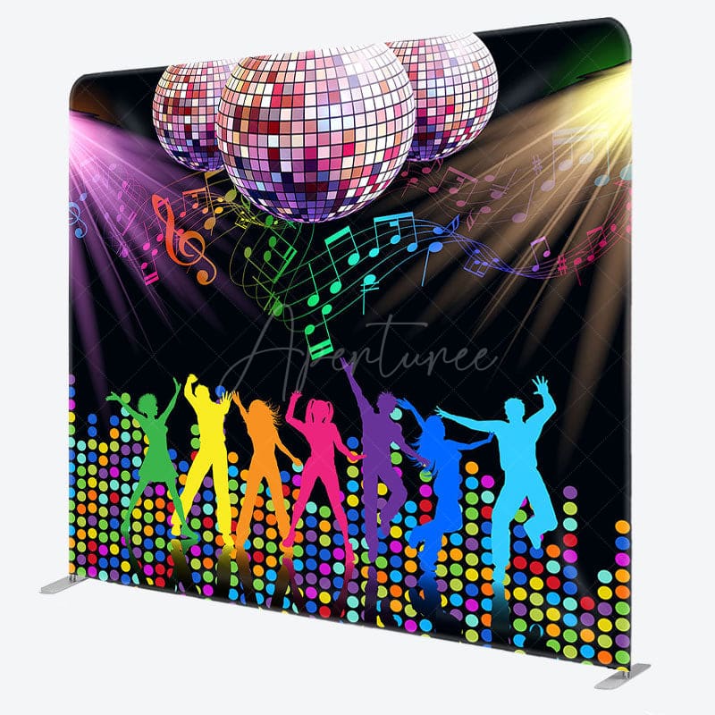 Aperturee - Aperturee Colorful Disco Dancing Party Square Tension Backdrop
