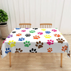 Aperturee - Aperturee Colorful Dog Paw Print Tablecloth for Kids Birthday Fun Pet Themed Party Supplies and Decorations