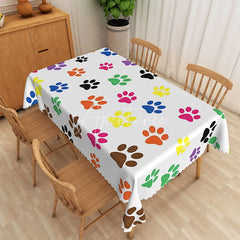 Aperturee - Aperturee Colorful Dog Paw Print Tablecloth for Kids Birthday Fun Pet Themed Party Supplies and Decorations