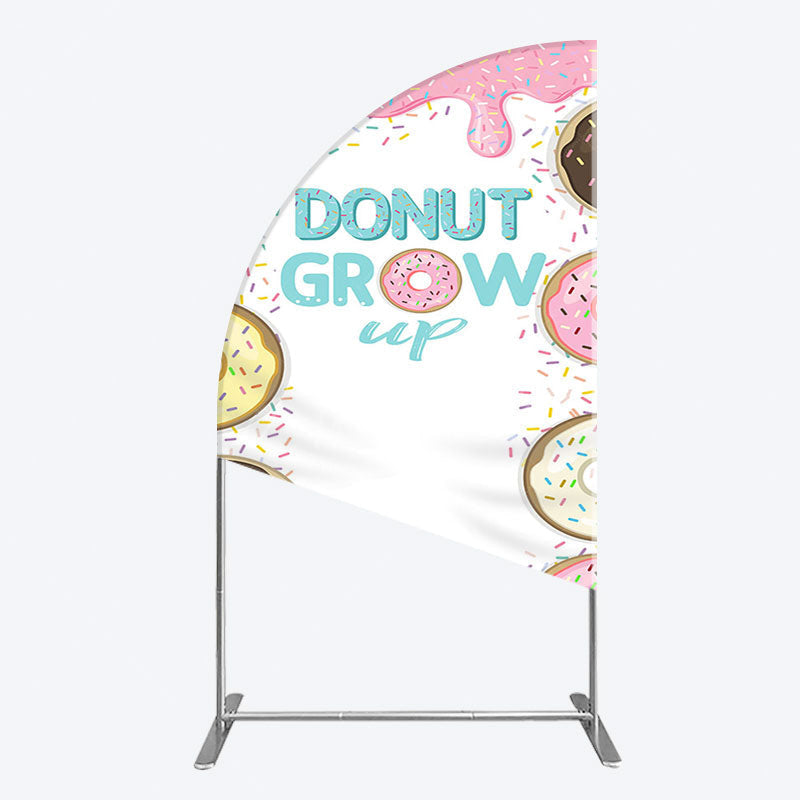 Aperturee - Aperturee Colorful Donut Dots Grow Up Birthday Half Moon Arch Backdrop