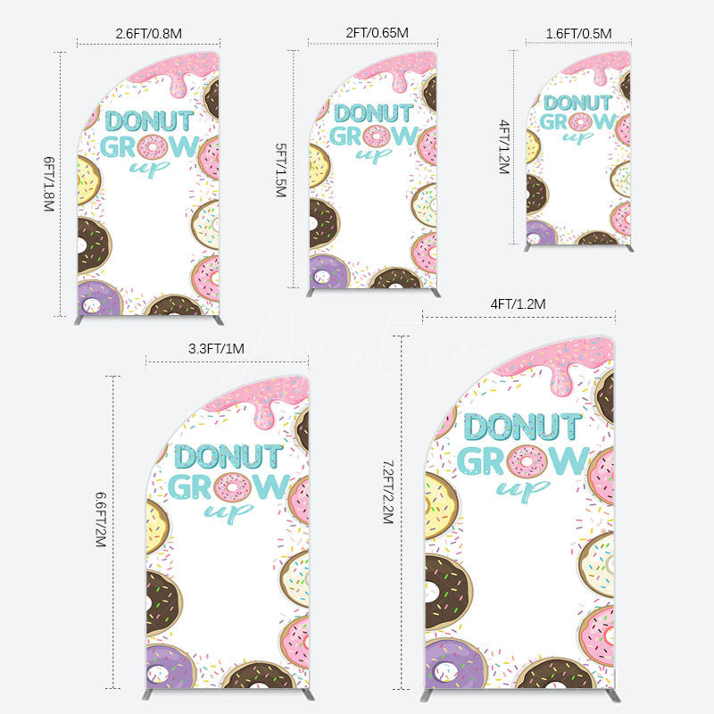 Aperturee - Aperturee Colorful Donut Dots Grow Up Birthday Half Moon Arch Backdrop