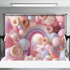 Aperturee - Aperturee Colorful Donuts Candyland Birthday Cake Smash Backdrop