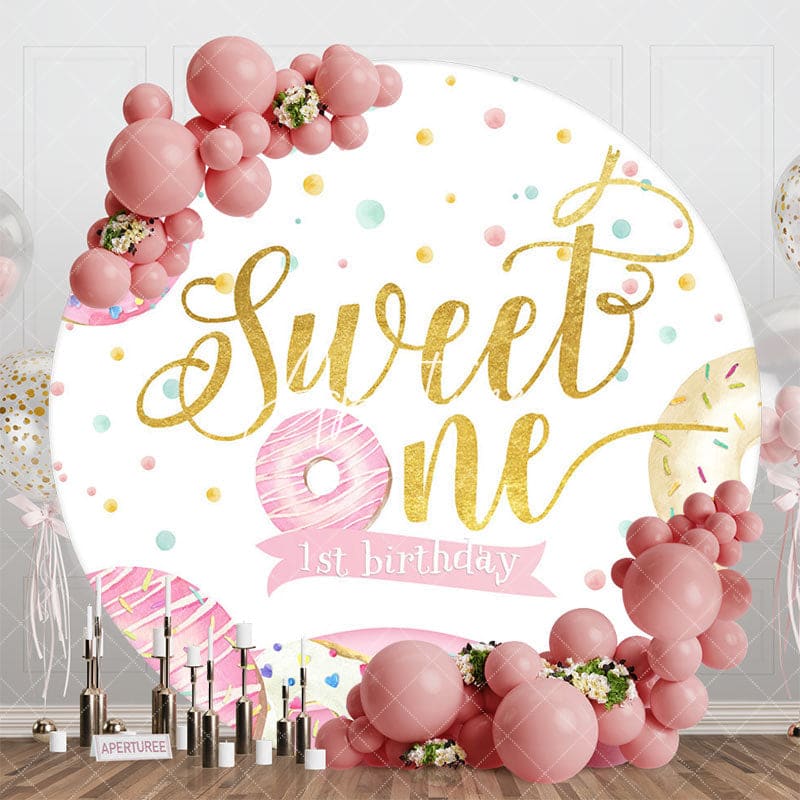 Aperturee - Aperturee Colorful Donuts Candyland Round Sweet One Backdrop