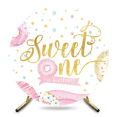 Aperturee - Aperturee Colorful Donuts Candyland Round Sweet One Backdrop