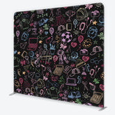 Aperturee - Aperturee Colorful Doodle School Supplies Square Double-Sided Backdrop Playful Learning Theme for Kids Photography