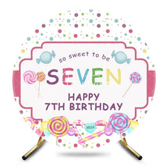 Aperturee - Aperturee Colorful Dots Candy Round Happy 7th Birthday Backdrop