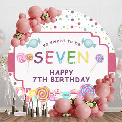 Aperturee - Aperturee Colorful Dots Candy Round Happy 7th Birthday Backdrop