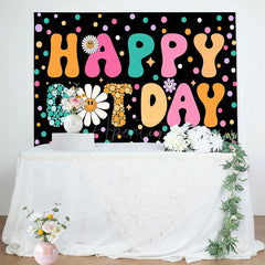 Aperturee - Aperturee Colorful Dots Floral Groovy Happy Birthday Backdrop