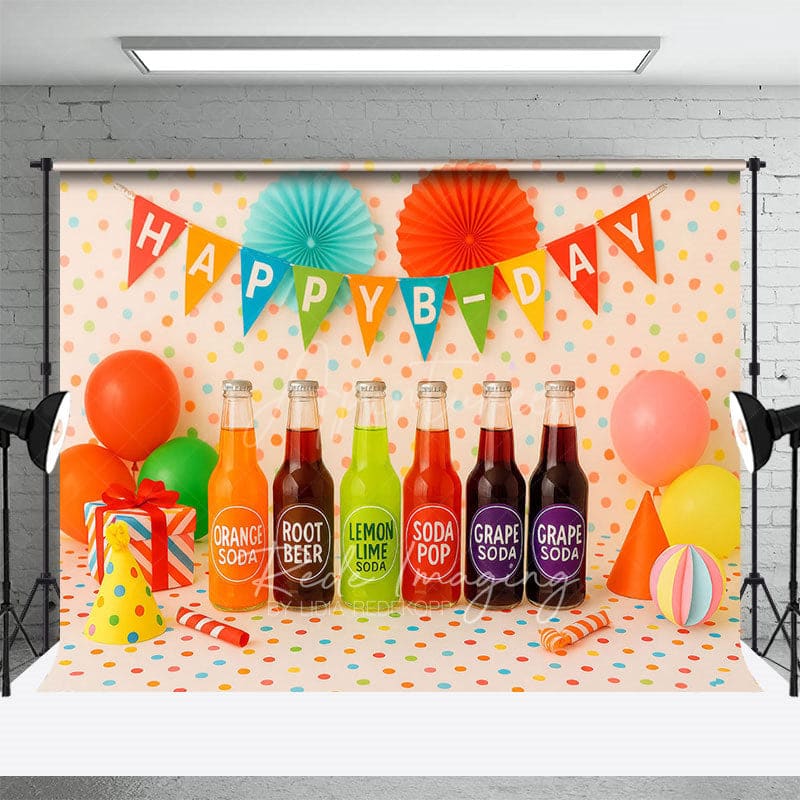 Aperturee - Aperturee Colorful Dots Wall Juice Birthday Cake Smash Backdrop