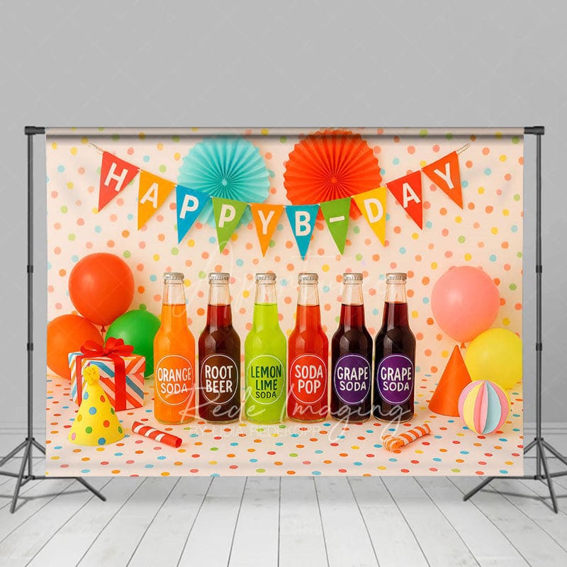 Aperturee - Aperturee Colorful Dots Wall Juice Birthday Cake Smash Backdrop