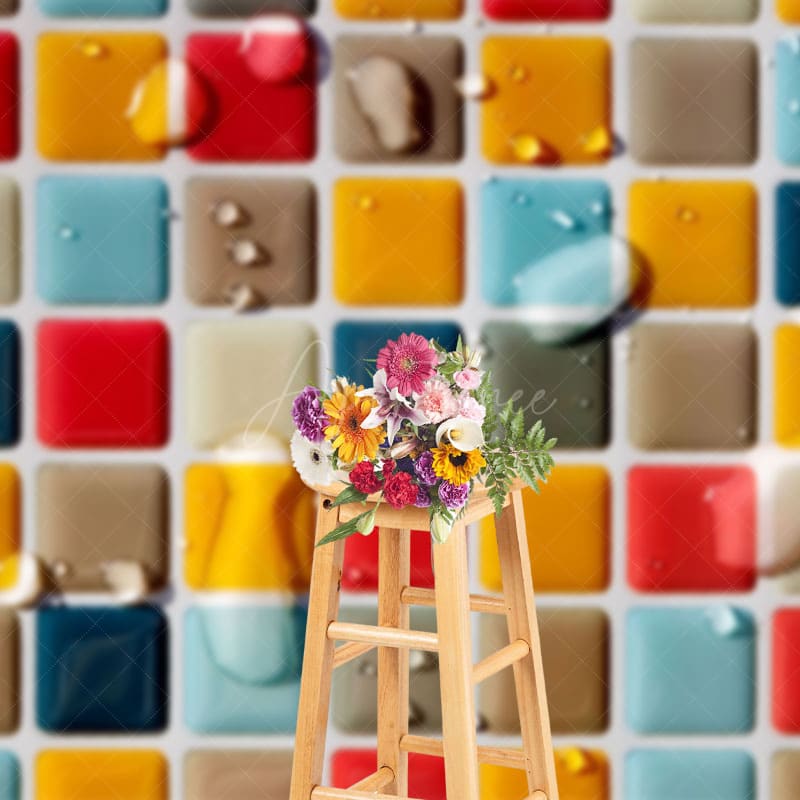 Aperturee - Aperturee Colorful Droplet Mosaic Tile Summer Vibe Backdrop