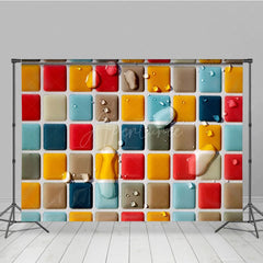 Aperturee - Aperturee Colorful Droplet Mosaic Tile Summer Vibe Backdrop