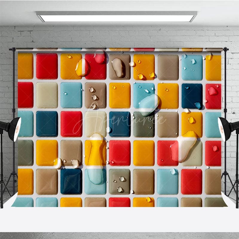 Aperturee - Aperturee Colorful Droplet Mosaic Tile Summer Vibe Backdrop