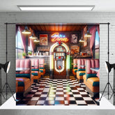 Aperturee - Aperturee Colorful Dynamic Retro 90s Diner Photography Backdrop