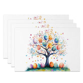 Aperturee - Aperturee Colorful Easter Egg Tree Set of 4 Placemats Watercolor Spring Party Decoration Holiday Dining Table Mat