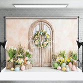 Aperturee - Aperturee Colorful Easter Eggs And Floral Decor Door Backdrop