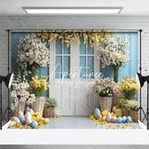 Aperturee - Aperturee Colorful Easter Eggs Floral Decorations Backdrop