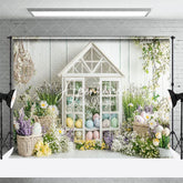 Aperturee - Aperturee Colorful Easter Eggs Spring Flowers Festive Backdrop