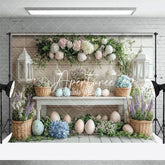 Aperturee - Aperturee Colorful Eggs Blooming Flowers Enchanting Backdrop