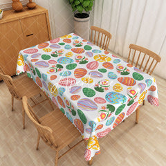 Aperturee - Aperturee Colorful Eggs Easter Party Rectangle Tablecloth