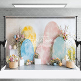 Aperturee - Aperturee Colorful Eggs Floral Backdrop For Easter Photo Booth
