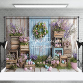 Aperturee - Aperturee Colorful Eggs Floral Decorations Blue Door Backdrop