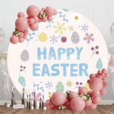 Aperturee - Aperturee Colorful Eggs Floral Leaf Round Easter Backdrop