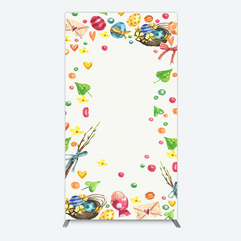 Aperturee - Aperturee Colorful Eggs Hearts Leaves Easter Rectangle Backdrop