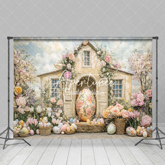 Aperturee - Aperturee Colorful Fairy Floral House Eggs Easter Backdrop