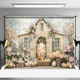 Aperturee - Aperturee Colorful Fairy Floral House Eggs Easter Backdrop