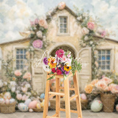 Aperturee - Aperturee Colorful Fairy Floral House Eggs Easter Backdrop