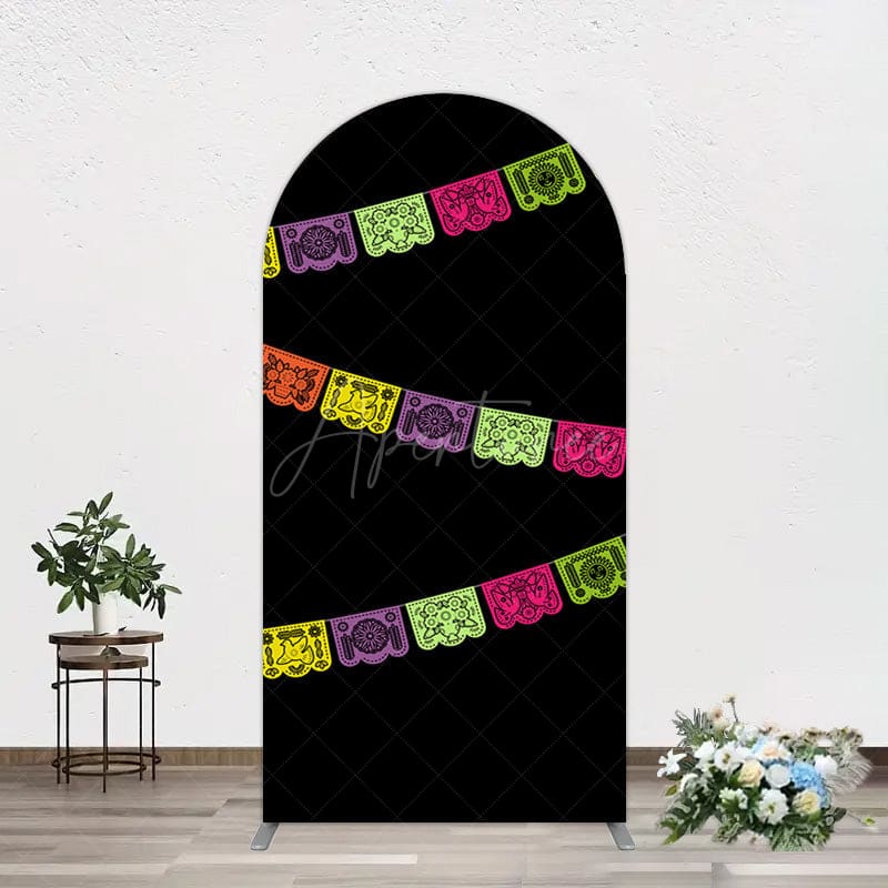 Aperturee - Aperturee Colorful Flag Mexican Carnival Party Arch Backdrop