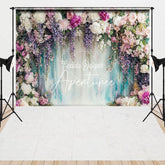 Aperturee - Aperturee Colorful Floral Blue White Wall Combo Set Backdrop