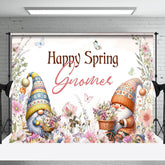 Aperturee - Aperturee Colorful Floral Butterfly Gnome Happy Spring Backdrop