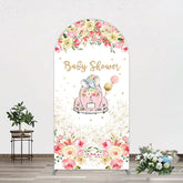 Aperturee - Aperturee Colorful Floral Elephant Baby Shower Arch Backdrop