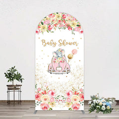 Aperturee - Aperturee Colorful Floral Elephant Baby Shower Arch Backdrop