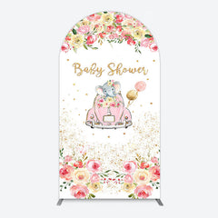 Aperturee - Aperturee Colorful Floral Elephant Baby Shower Arch Backdrop