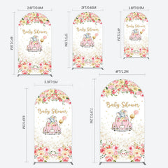 Aperturee - Aperturee Colorful Floral Elephant Baby Shower Arch Backdrop